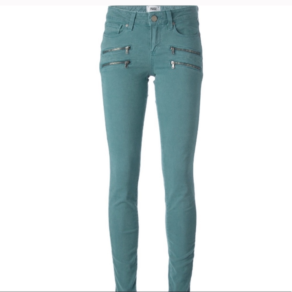 Moto Zipper Turquoise Jeans teal edgemont